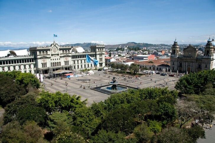 Praça central na Cidade da Guatemala