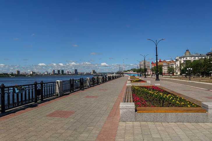 Embankment of the Amur River