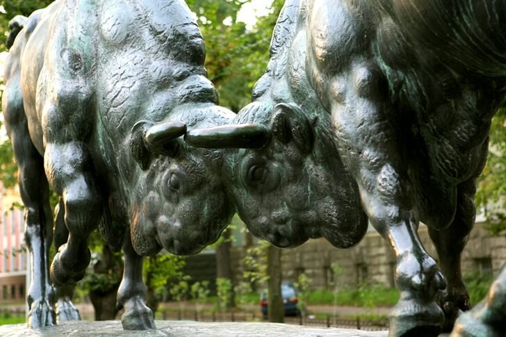 Sculpture Fighting Bison