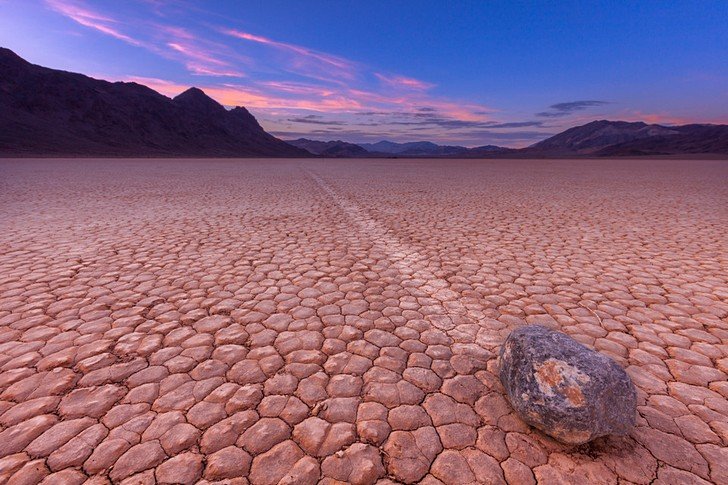 Bewegende stenen in Death Valley